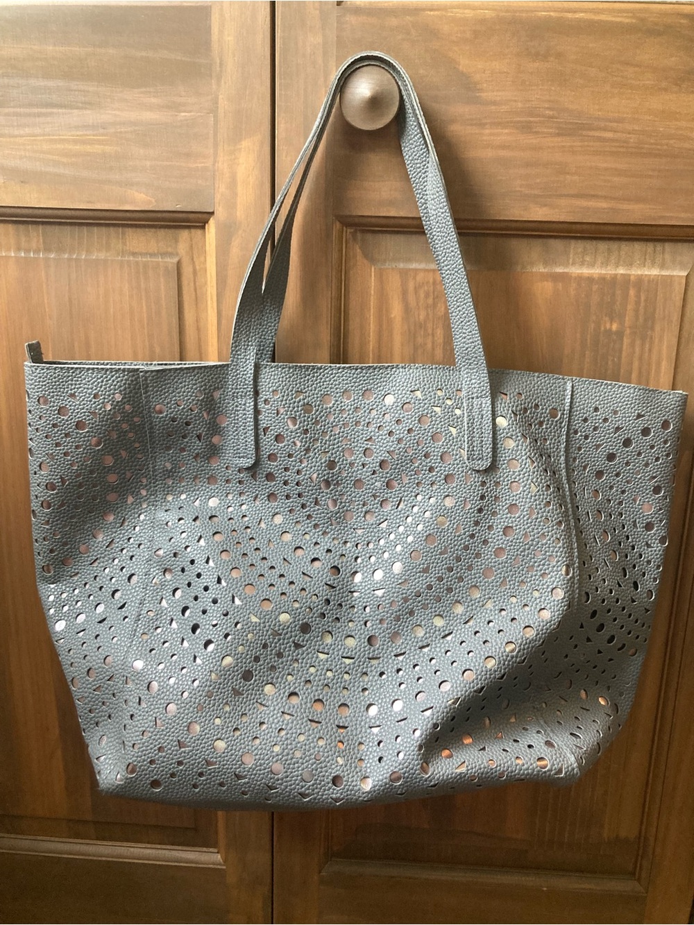 Bath & Body Works Large Gray & Matte Silver Bag/Purse